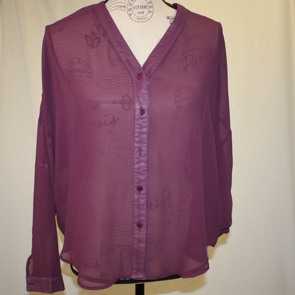 Sakura Women's Maroon Tie Back Blouse Top size M